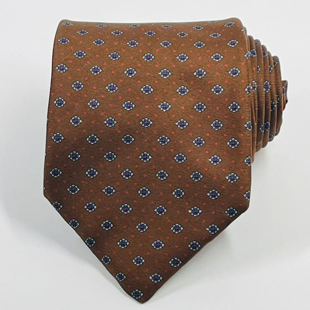 Vintage Chaps Ralph Lauren Silk Men's Necktie Geometric Medallions Made In USA
